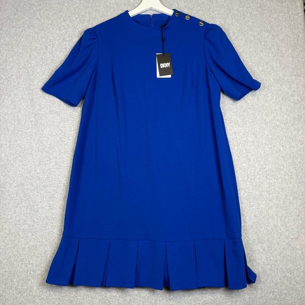 Brand New DKNY Women's Size US 18 Blue A Line Knee Length Short Sleeve Dress